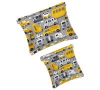 Anna Cowper 2 borse cosmetiche tascabili per borse, piccola borsa per il trucco in pelle, portatile, senza cerniera, portamonete, gioielli, veicoli grigi, Multicolore 1., Small and Large, Art Deco