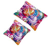 Anna Cowper 2 borse cosmetiche tascabili per borse, piccola borsa per il trucco in pelle, portatile, senza cerniera, portamonete, gioielli, farfalle viole del pensiero, Multicolore 10., Small and