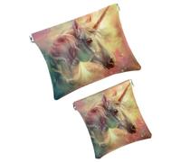 Anna Cowper 2 borse cosmetiche tascabili per borse, piccola borsa per il trucco in pelle, portatile, senza cerniera, portamonete e gioielli, farfalla del viole del pensiero, Multicolore 19, Small and