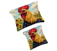 Anna Cowper 2 borse cosmetiche tascabili per borse, piccola borsa per il trucco in pelle, portatile, senza cerniera, portamonete e gioielli, motivo cane oceano, Multicolore 4., Small and Large, Art