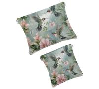 Anna Cowper 2 borse cosmetiche tascabili per borse, piccola borsa per il trucco in pelle, portatile, senza cerniera, portamonete, gioielli, cuori di gatto nero, Multicolore 14., Small and Large, Art