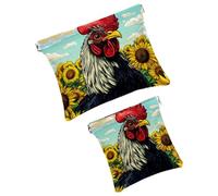 Anna Cowper 2 borse cosmetiche tascabili per borse, piccola borsa per il trucco in pelle, portatile, senza cerniera, portamonete e gioielli, motivo cane oceano, Multicolore 13, Small and Large, Art