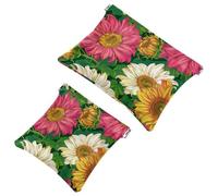 Anna Cowper 2 borse cosmetiche tascabili per borse, piccola borsa per il trucco in pelle, portatile, senza cerniera, portamonete, gioielli, farfalle viole del pensiero, Multicolore 9, Small and Large,
