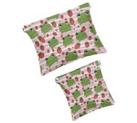 Anna Cowper 2 borse cosmetiche tascabili per borse, piccola borsa per il trucco in pelle, portatile, senza cerniera, portamonete, gioielli, cuori di gatto nero, Multicolore 15., Small and Large, Art