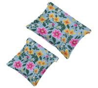 Anna Cowper 2 borse cosmetiche tascabili per borse, piccola borsa per il trucco in pelle, portatile, senza cerniera, portamonete, gioielli, farfalle viole del pensiero e uccelli, Multicolore 10.,