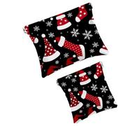 Anna Cowper 2 borse cosmetiche tascabili per borse, piccola borsa per il trucco in pelle, portatile, senza cerniera, portamonete, gioielli, calzini natalizi, Multicolore 1., Small and Large, Art Deco