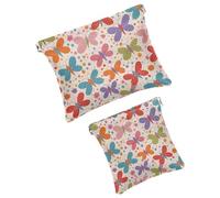 Anna Cowper 2 borse cosmetiche tascabili per borse, piccola borsa per il trucco in pelle, portatile, senza cerniera, portamonete, gioielli, gatti neri, Multicolore 8., Small and Large, Art Deco