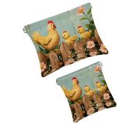 Anna Cowper 2 borse cosmetiche tascabili per borse, piccola borsa per il trucco in pelle, portatile, senza cerniera, portamonete e gioielli, motivo cane oceano, Multicolore 9, Small and Large, Art