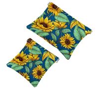 Anna Cowper 2 borse cosmetiche tascabili per borse, piccola borsa per il trucco in pelle, portatile, senza cerniera, portamonete, gioielli, uccelli, fiori del viole del pensiero, Multicolore 10.,