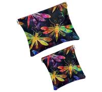 Anna Cowper 2 borse cosmetiche tascabili per borse, piccola borsa per il trucco in pelle, portatile, senza cerniera, portamonete e gioielli, farfalla viola del pensiero, Multicolore 17, Small and