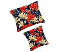Anna Cowper 2 borse cosmetiche tascabili per borse, piccola borsa per il trucco in pelle, portatile, senza cerniera, portamonete e gioielli, farfalla viola del pensiero, Multicolore 3, Small and