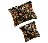 Anna Cowper 2 borse cosmetiche tascabili per borse, piccola borsa per il trucco in pelle, portatile, senza cerniera, portamonete e gioielli, leopardi della giungla fiore, Multicolore 2., Small and
