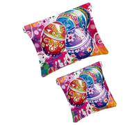 Anna Cowper 2 borse cosmetiche tascabili per borse, piccola borsa per il trucco in pelle, portatile, senza cerniera, portamonete, gioielli, gatti neri, Multicolore 18, Small and Large, Art Deco