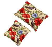 Anna Cowper 2 borse cosmetiche tascabili per borse, piccola borsa per il trucco in pelle, portatile, senza cerniera, portamonete, gioielli, uccelli, fiori del viole del pensiero, Multicolore 1., Small