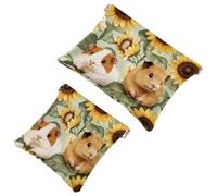 Anna Cowper 2 borse cosmetiche tascabili per borse, piccola borsa per il trucco in pelle, portatile, senza cerniera, portamonete, gioielli, funghi floreali, Multicolore 7, Small and Large, Moda