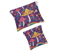 Anna Cowper 2 borse cosmetiche tascabili per borse, piccola borsa per il trucco in pelle, portatile, senza cerniera, portamonete, gioielli, koala floreale, Multicolore 7, Small and Large, Art Deco