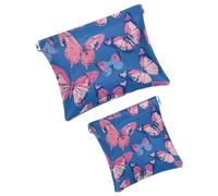 Anna Cowper 2 borse cosmetiche tascabili per borse, piccola borsa per il trucco in pelle, portatile, senza cerniera, portamonete e gioielli, farfalla del viole del pensiero, Multicolore 4., Small and