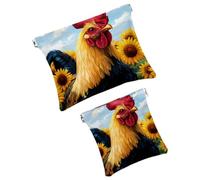 Anna Cowper 2 borse cosmetiche tascabili per borse, piccola borsa per il trucco in pelle, portatile, senza cerniera, portamonete e gioielli, motivo cane oceano, Multicolore 3, Small and Large, Art