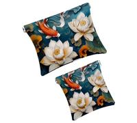 Anna Cowper 2 borse cosmetiche tascabili per borse, piccola borsa per il trucco in pelle, portatile, senza cerniera, portamonete e gioielli, cuore Corgis Love, Multicolore 3, Small and Large, Art Deco