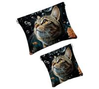 Anna Cowper 2 borse cosmetiche tascabili per borse, piccola borsa per il trucco in pelle, portatile, senza cerniera, portamonete, gioielli, cane subacqueo, Multicolore 14., Small and Large, Art Deco