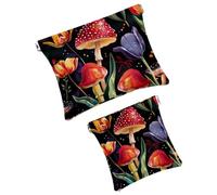 Anna Cowper 2 borse cosmetiche tascabili per borse, piccola borsa per il trucco in pelle, portatile, senza cerniera, portamonete e gioielli, farfalla viola del pensiero, Multicolore 7, Small and