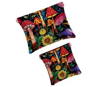 Anna Cowper 2 borse cosmetiche tascabili per borse, piccola borsa per il trucco in pelle, portatile, senza cerniera, portamonete e gioielli, farfalla viola del pensiero, Multicolore 10., Small and