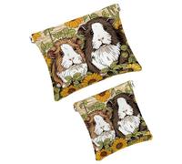 Anna Cowper 2 borse cosmetiche tascabili per borse, piccola borsa per il trucco in pelle, portatile, senza cerniera, portamonete e gioielli, motivo giraffa, Multicolore 13, Small and Large, Art Deco