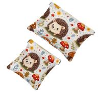Anna Cowper 2 borse cosmetiche tascabili per borse, piccola borsa per il trucco in pelle, portatile, senza cerniera, portamonete, gioielli, funghi riccio, Multicolore 1., Small and Large, Moda
