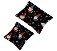 Anna Cowper 2 borse cosmetiche tascabili per borse, piccola borsa per il trucco in pelle, portatile, senza cerniera, portamonete e gioielli, zucca fantasma, Multicolore 5., Small and Large, Moda