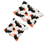Anna Cowper 2 borse cosmetiche tascabili per borse, piccola borsa per il trucco in pelle, portatile, senza cerniera, portamonete e gioielli, fantasmi di Halloween pipistrelli, Multicolore 9, Small and