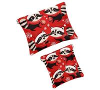 Anna Cowper 2 borse cosmetiche tascabili per borse, piccola borsa per il trucco in pelle, portatile, senza cerniera, portamonete, gioielli, procioni di Natale, Multicolore 1., Small and Large, Art