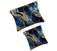 Anna Cowper 2 borse cosmetiche tascabili per borse, piccola borsa per il trucco in pelle, portatile, senza cerniera, portamonete e gioielli, venature in marmo, Multicolore 20, Small and Large, Art