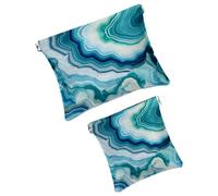 Anna Cowper 2 borse cosmetiche tascabili per borse, piccole borse per il trucco in pelle, borsa per cosmetici, portatile, senza cerniera, portamonete e gioielli, motivo squalo stellato, Multicolore