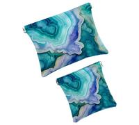 Anna Cowper 2 borse cosmetiche tascabili per borse, piccole borse per il trucco in pelle, borsa per cosmetici, portatile, senza cerniera, portamonete e gioielli, motivo squalo stellato, Multicolore