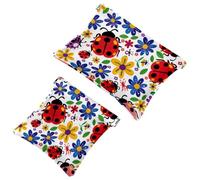Anna Cowper 2 borse cosmetiche tascabili per borse, piccole borse per trucchi in pelle, portatile, senza cerniera, portamonete, gioielli, coccinelle, margherite, giallo, Multicolore 2., Small and