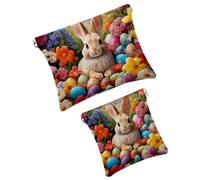 Anna Cowper 2 piccole borse per il trucco per borsa, borsa cosmetica tascabile con cervo bosco, mini borsa portatile da viaggio per trucco da donna, Multicolore 9, Small and Large, Moda