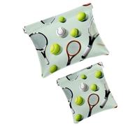 Anna Cowper 2 piccole borse per il trucco per borsa, racchetta da tennis tascabile, borsa cosmetica da spremere, mini borsa portatile da viaggio per trucco da donna, Multicolore 2., Small and Large,