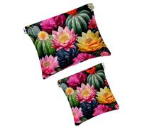 Anna Cowper 2 piccole borse per il trucco per borse, cactus del deserto, tasca per piante, trousse da spremere, mini borsa portatile da viaggio per trucchi da donna, Multicolore 6., Small and Large,