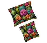 Anna Cowper 2 piccole borse per il trucco per borse, cactus del deserto, tasca per piante, trousse da spremere, mini borsa portatile da viaggio per trucchi da donna, Multicolore 5., Small and Large,