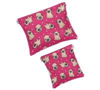 Anna Cowper 2 piccole trousse per il trucco, con carlini, tascabili, da spremere, da viaggio, idea regalo per donne, Multicolore 1., Small and Large, Moda