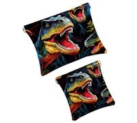 Anna Cowper 2 piccole trousse per il trucco, con dinosauri di montagna, tascabili, da spremere, portatile, da viaggio, idea regalo per donne, Multicolore 8., Small and Large, Moda