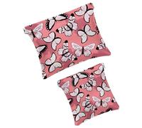 Anna Cowper 2 piccole trousse per il trucco, con farfalle, colorate, tascabili, da spremere, da viaggio, idea regalo per donne, Multicolore 9, Small and Large, Moda