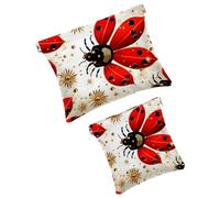 Anna Cowper 2 piccole trousse per il trucco, con fiori e coccinella, tascabile, da spremere, portatile, da viaggio, idea regalo per donne, Multicolore 6., Small and Large, Moda