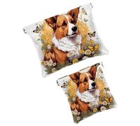 Anna Cowper 2 piccole trousse per il trucco, con margherita, farfalla, corgi, cane, borsetta da spremere, portatile, mini borsa da viaggio per trucco da donna, idea regalo, Multicolore 6., Small and