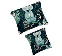Anna Cowper 2 piccole trousse per il trucco, con motivo piante della giungla, koala, tascabile, da spremere, portatile, da viaggio, idea regalo per donne, Multicolore 1., Small and Large, Moda