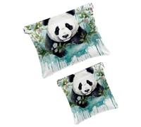 Anna Cowper 2 piccole trousse per il trucco, con panda con tasca a forma di fiore, borsa per cosmetici da spremere, mini borsa portatile da viaggio per il trucco da donna, idea regalo, Multicolore 3,