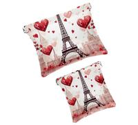 Anna Cowper 2 piccole trousse per il trucco, con torre Eiffel, cuori, tascabili, da spremere, portatile, da viaggio, idea regalo per donne, Multicolore 6., Small and Large, Moda