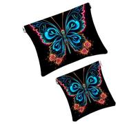 Anna Cowper 2 pochette per cosmetici tascabili per borse, piccola borsa per il trucco in pelle, portatile, senza cerniera, portamonete e gioielli, motivo floreale camaleonte, Multicolore 4., Small and