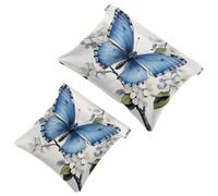 Anna Cowper 2 pochette per cosmetici tascabili per borse, piccola borsa per il trucco in pelle, portatile, senza cerniera, portamonete, gioielli, farfalle falena moo, Multicolore 4., Small and Large,