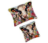 Anna Cowper 2 pochette per cosmetici tascabili per borse, piccola borsa per il trucco in pelle, portatile, senza cerniera, portamonete e gioielli, magnolie bianche, Multicolore 11, Small and Large,